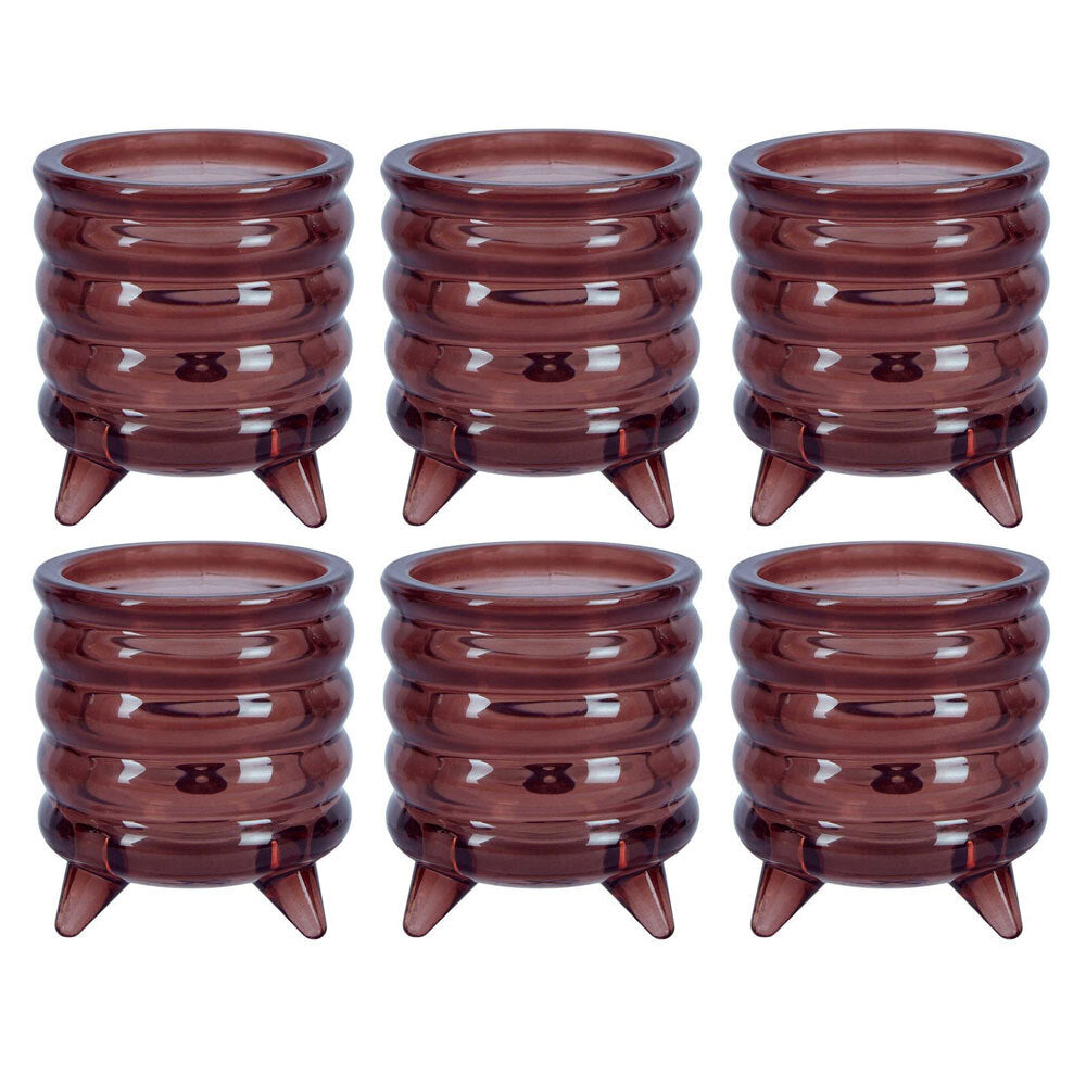 Belle Ripple Glass Tealight Holder Small 8cm - Mulberry (6 Pack)