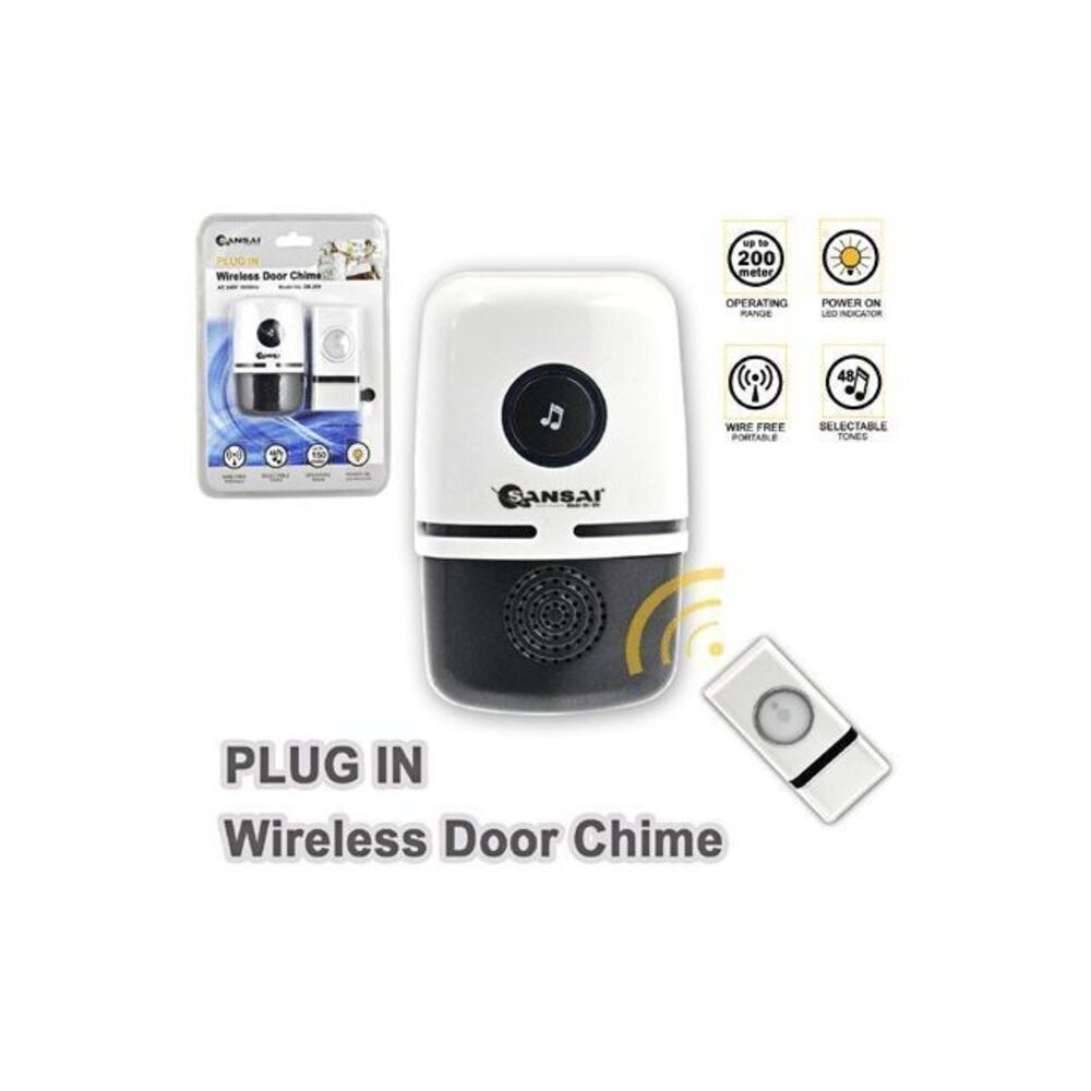 Sansai Plug In 150m Wireless Door Bell Chime Alert Ring Alarm Doorbell w 48 Music tones — image 2