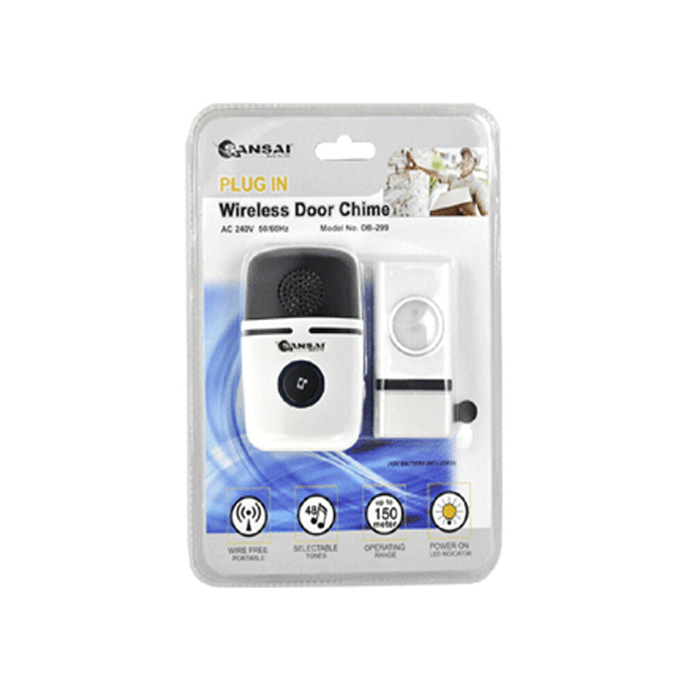 Sansai Plug In 150m Wireless Door Bell Chime Alert Ring Alarm Doorbell w 48 Music tones — image 3