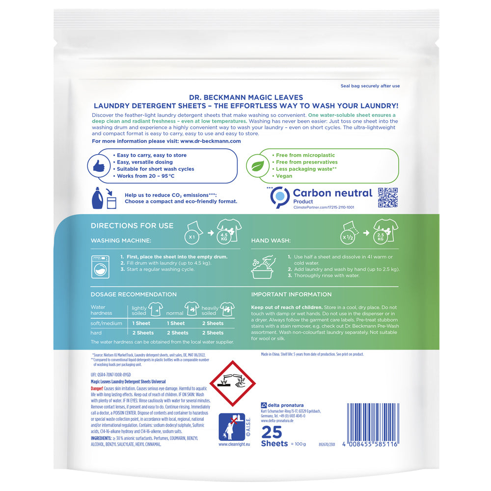 DR Beckmann Magic Leaves Universal Laundry Detergent Sheet Intense Fresh (25 Pieces) — image 2