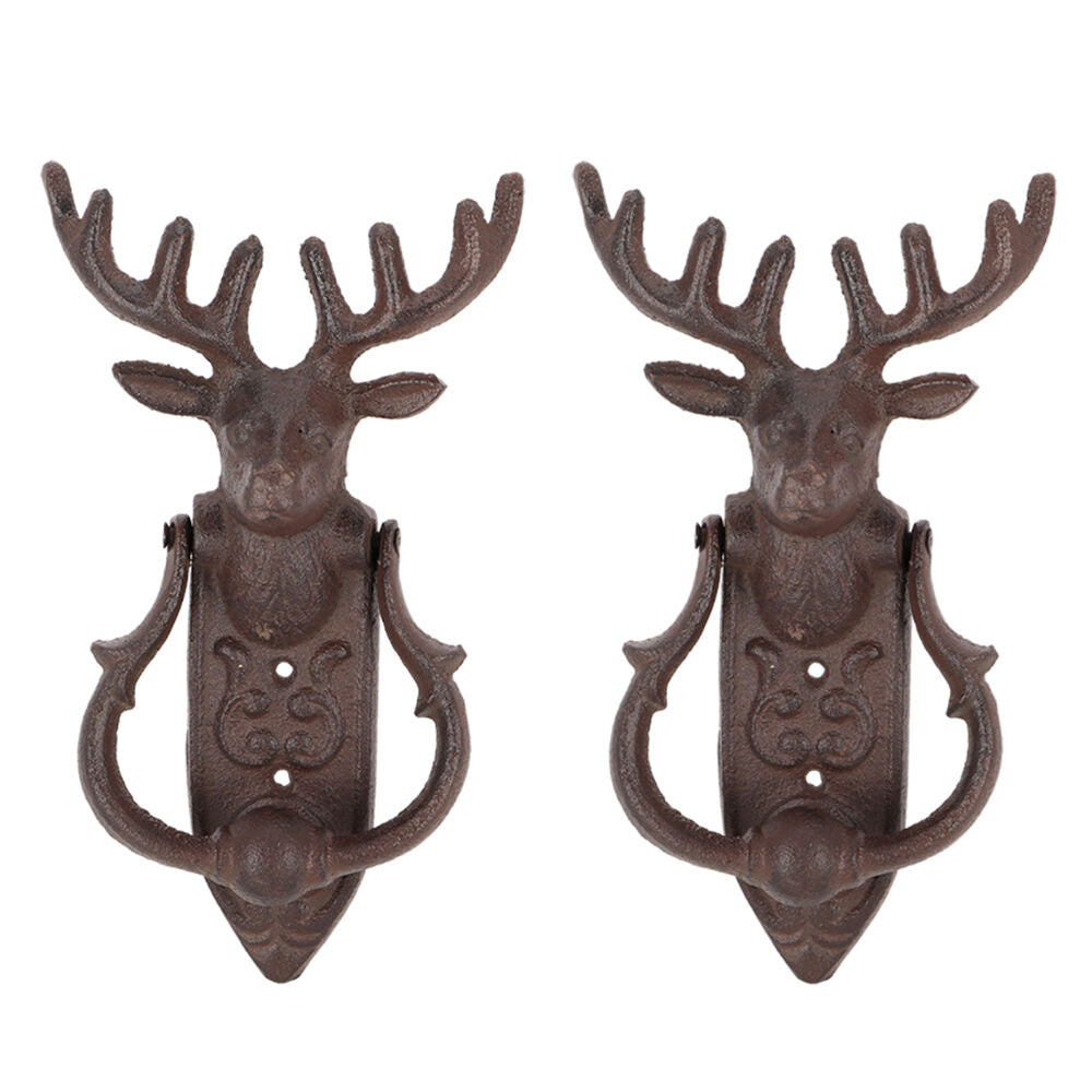 Esschert Design Entrance Door Knocker Deer Home Decor Cast Iron 22.8cm Brown (2 Pack)