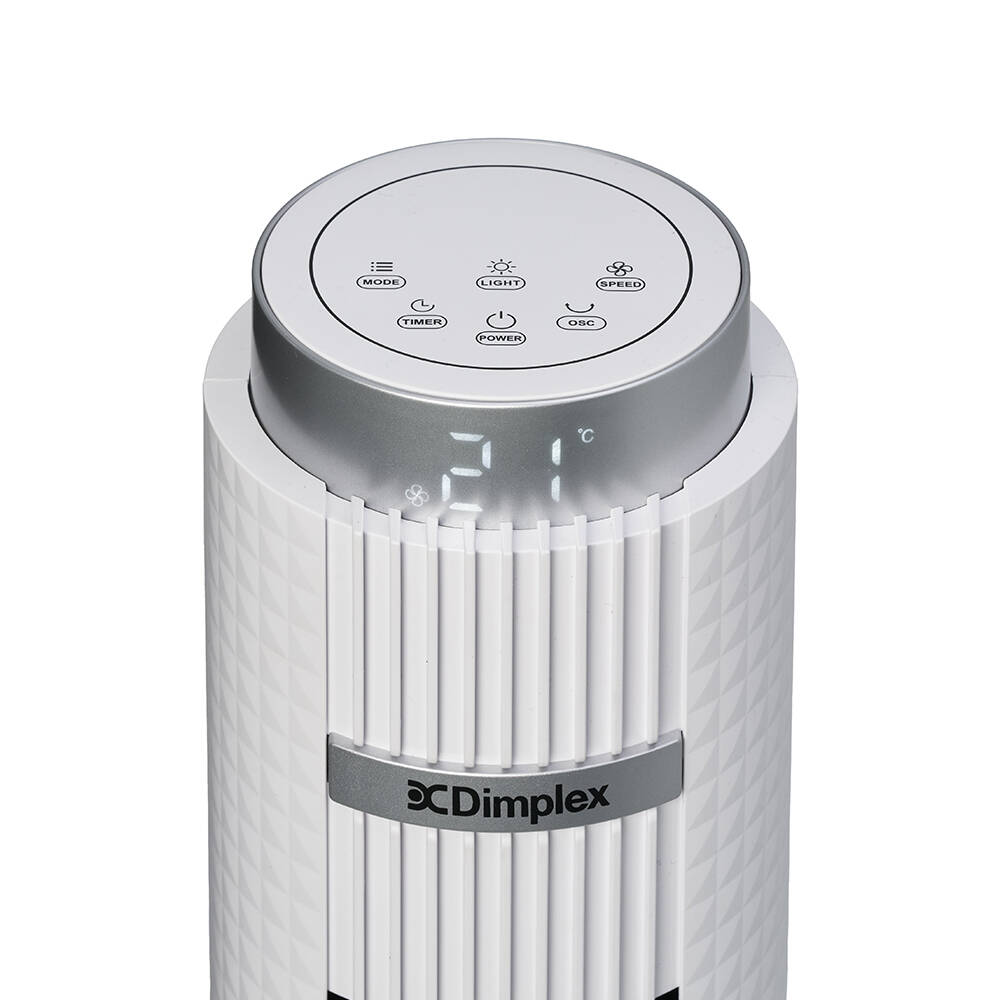 Dimplex 93cm Digital Tower Fan Home/Room Bedroom Fan w/ Night Light White — image 2