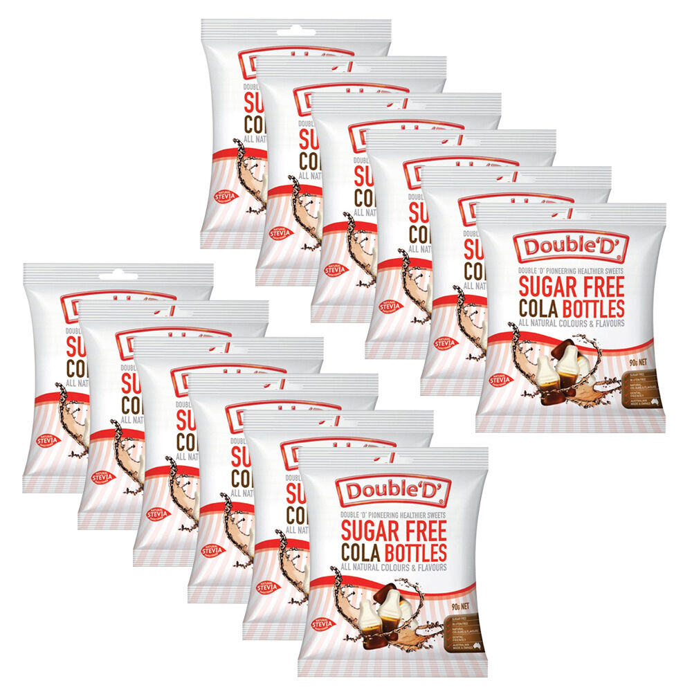 Double 'D' Sugarfree Cola Bottles Lollies Candy 90g Sweet Confectionary (12 Pack)
