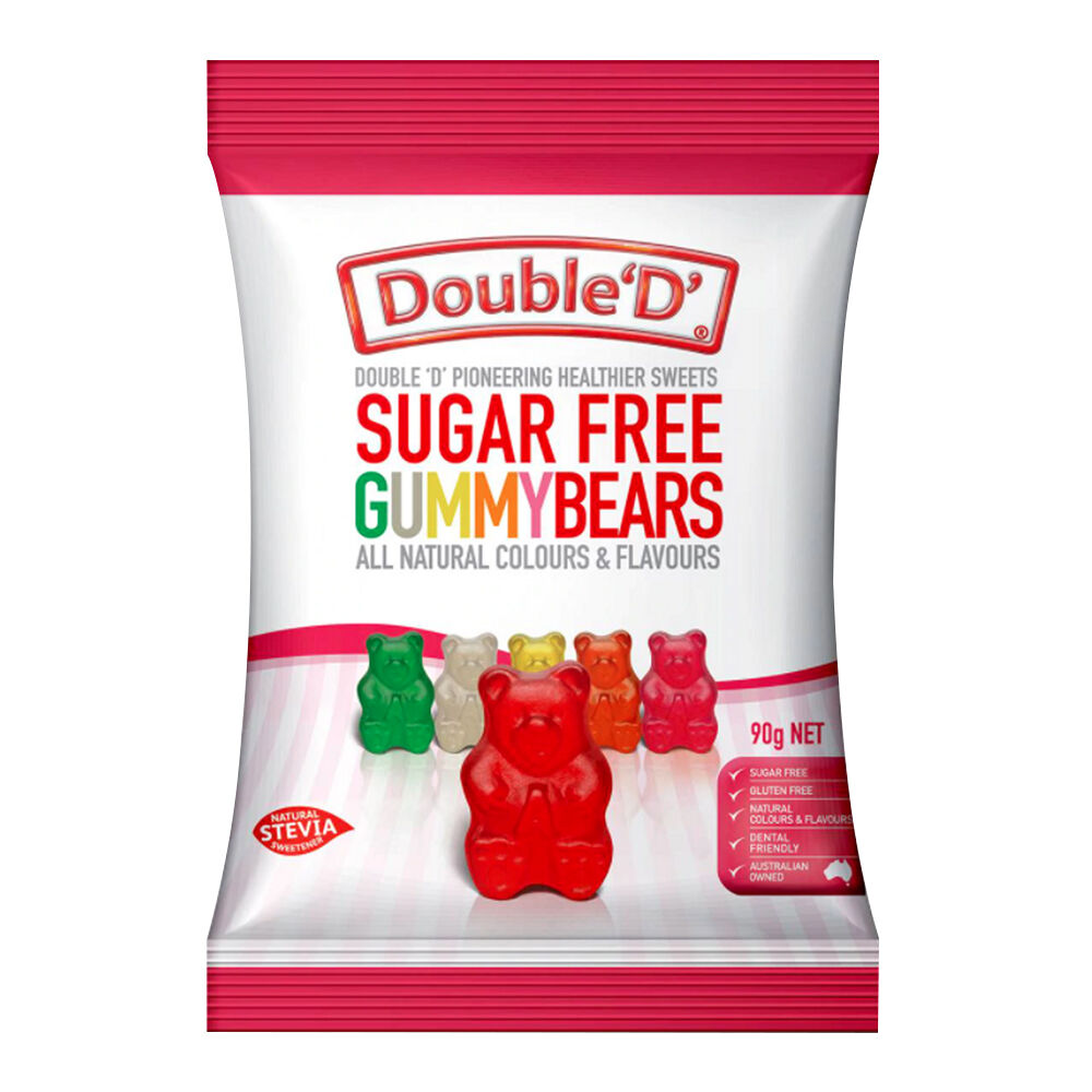 Double 'D' Sweet Confectionary Sugarfree Gummy Bears Lollies Candy 90g