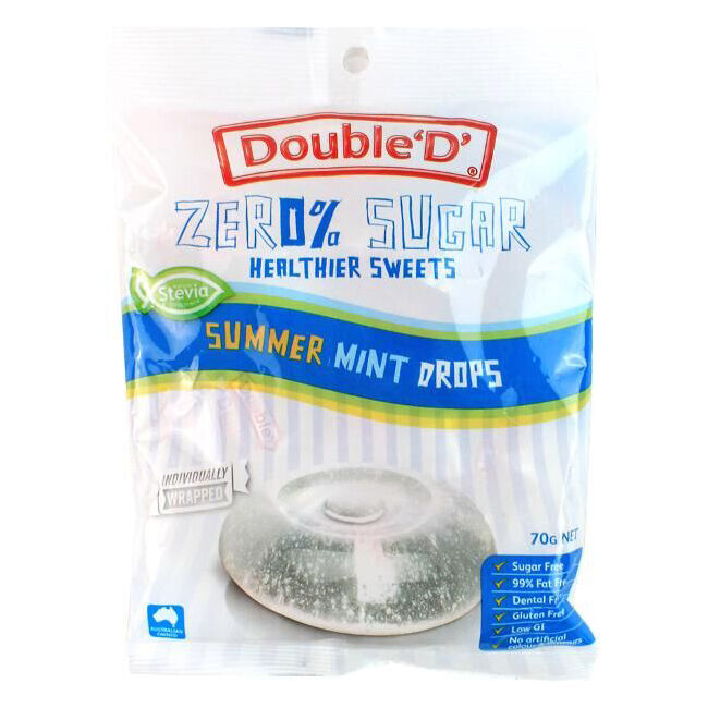 Double 'D' Sugarfree Summer Mint Drops Lollies Candy 70g Sweet Confectionary