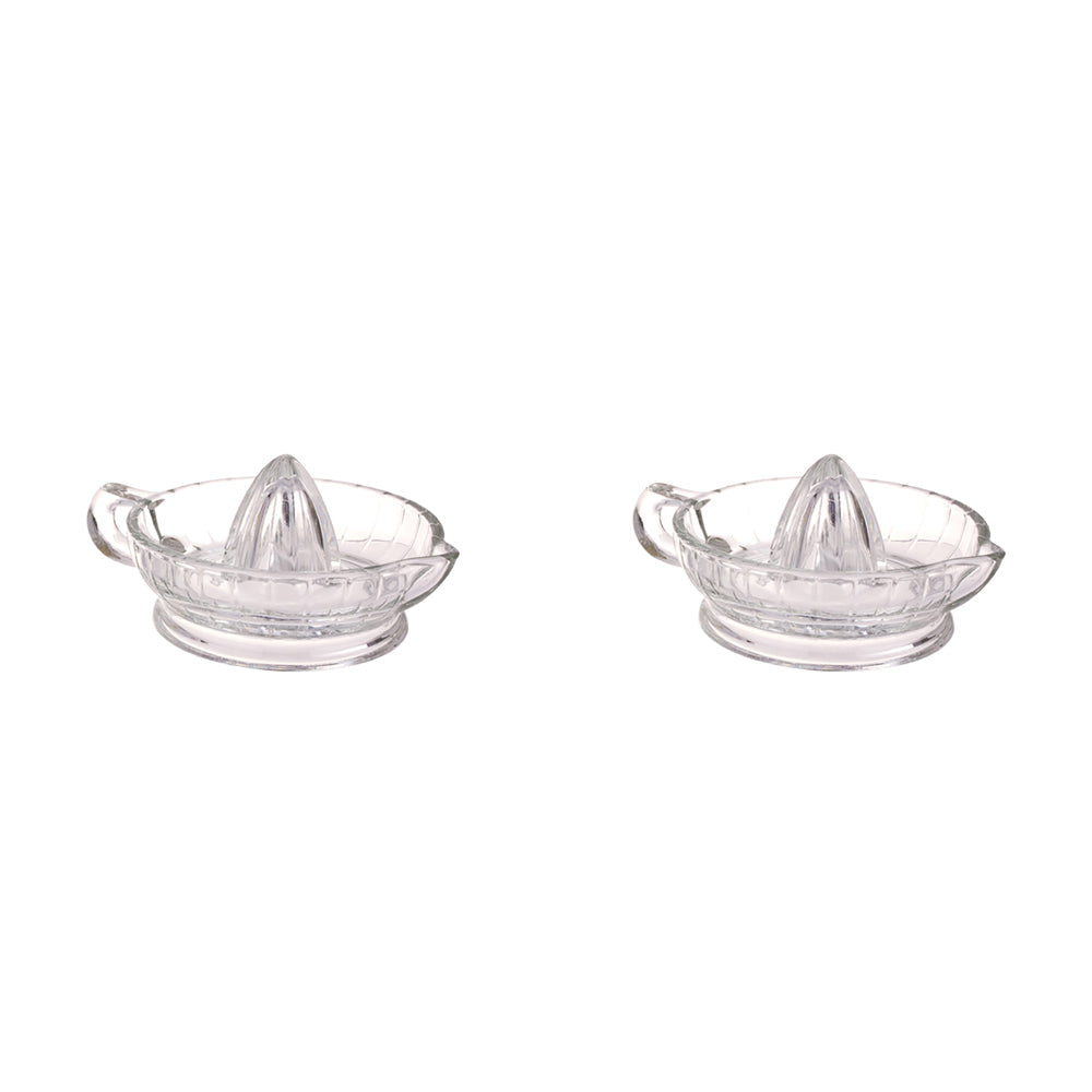 Appetito Glass Hand Manual Fruit Juicer Home Kitchen Cooking Tool Tableware (2 Pack)