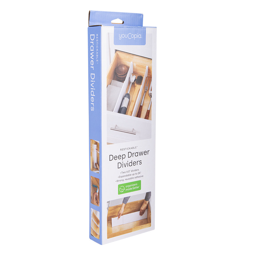 Youcopia Restickable Deep Drawer Storage Expandable Dividers 10.6x60.96cm (2 Pieces)