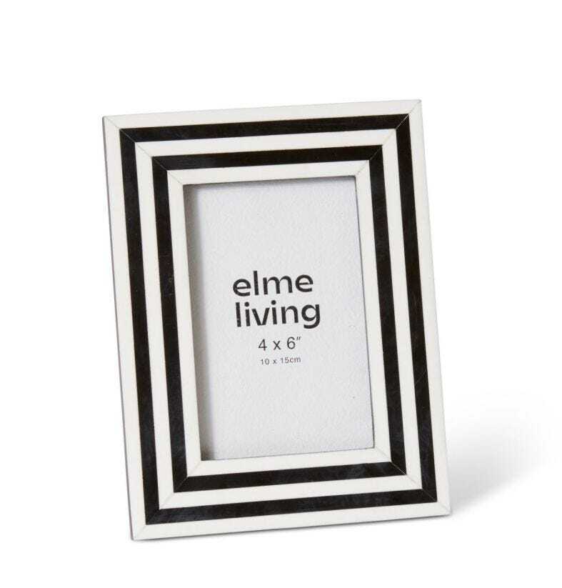 E Style Libby Resin/Glass/MDF 4x6" Photo Frame Picture Decor Black/White