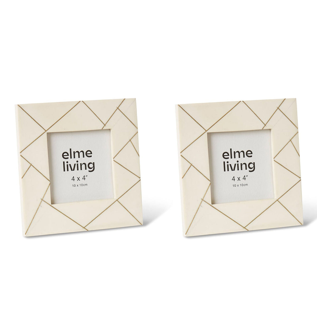 E Style Panya 4x4" Photo Frame Tabletop Picture Home Decor 16cm Cream/Gold (2 Pack)