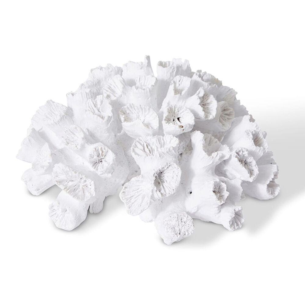 E Style Coral Flower Decorative Display Polyresin Tabletop Decor 20x9cm White