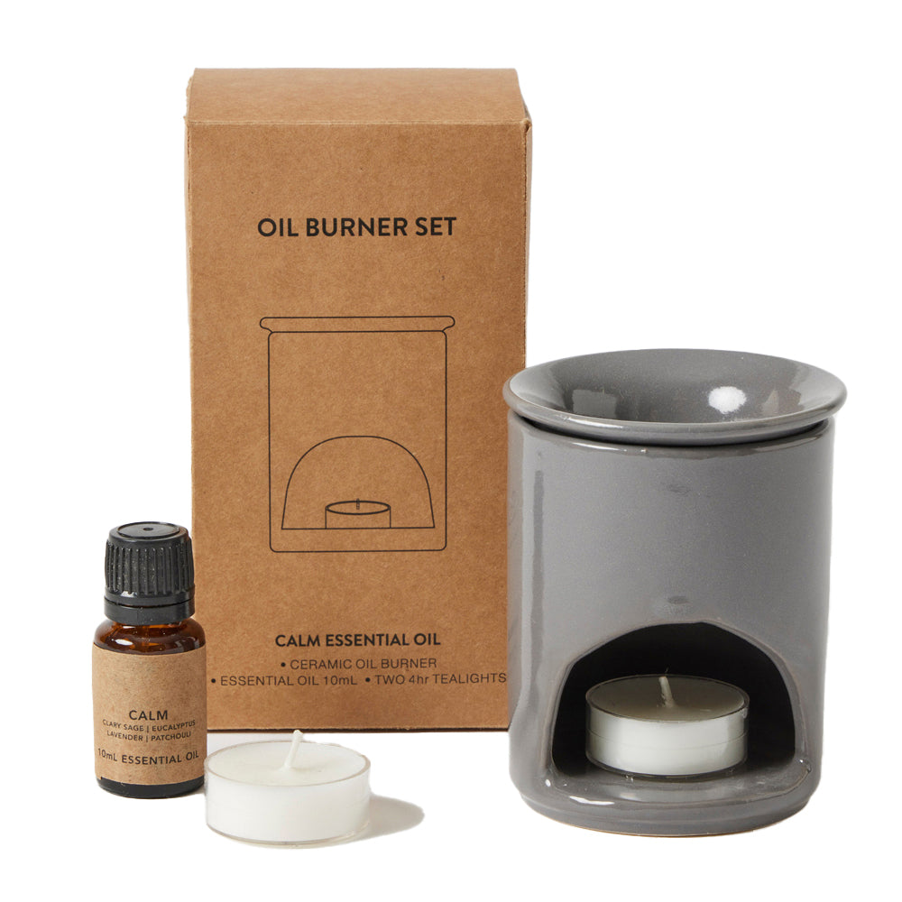 Pilbeam Living Ritual Ceramic Oil Burner Set Tabletop Home/Kitchen Decor Grey