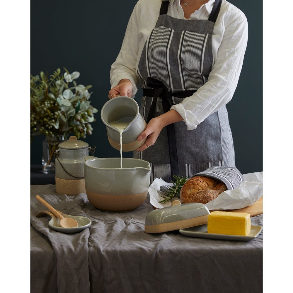Davis & Waddell Jenson Spoon Rest Stoneware Utensil Holder 11x22cm Grey/Natural — image 3