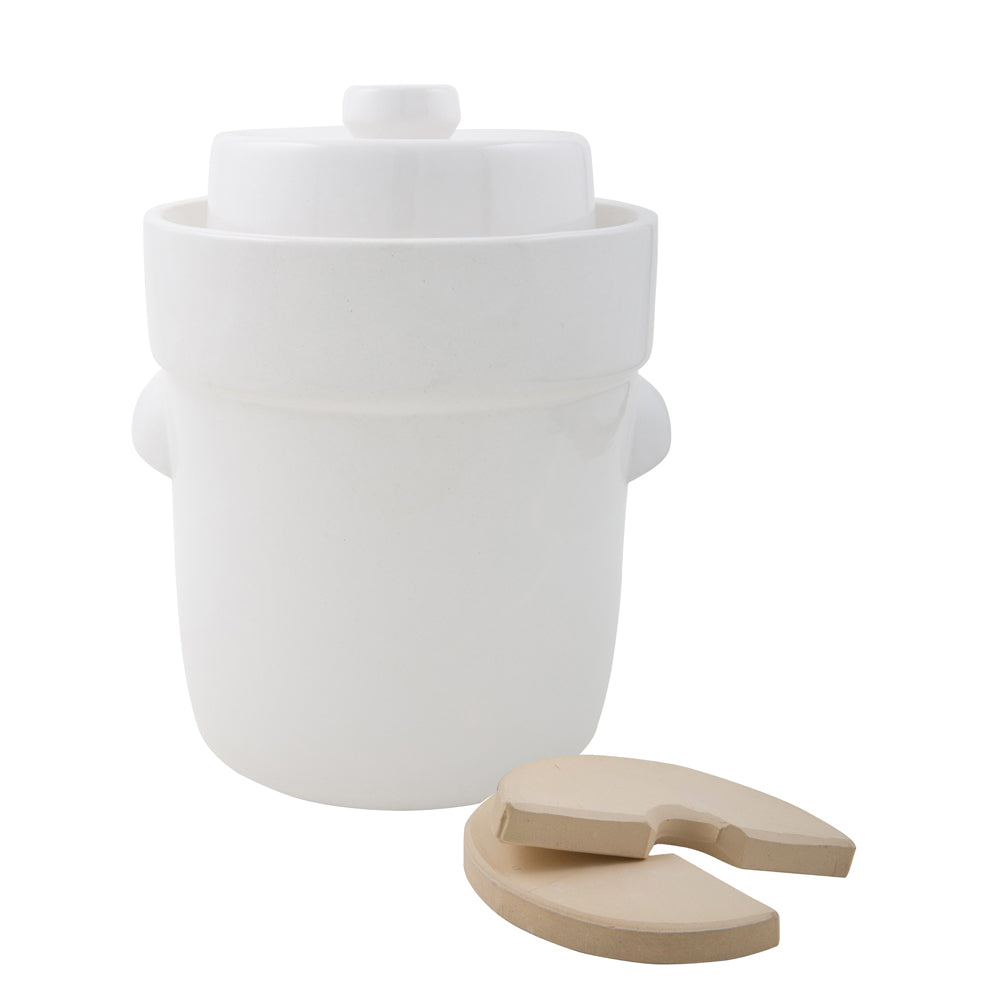 Davis & Waddell Fermentation Crock Stoneware Pot 33cm/5L Storage w/ Lid White