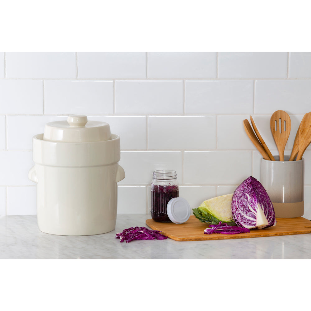 Davis & Waddell Fermentation Crock Stoneware Pot 33cm/5L Storage w/ Lid White — image 2