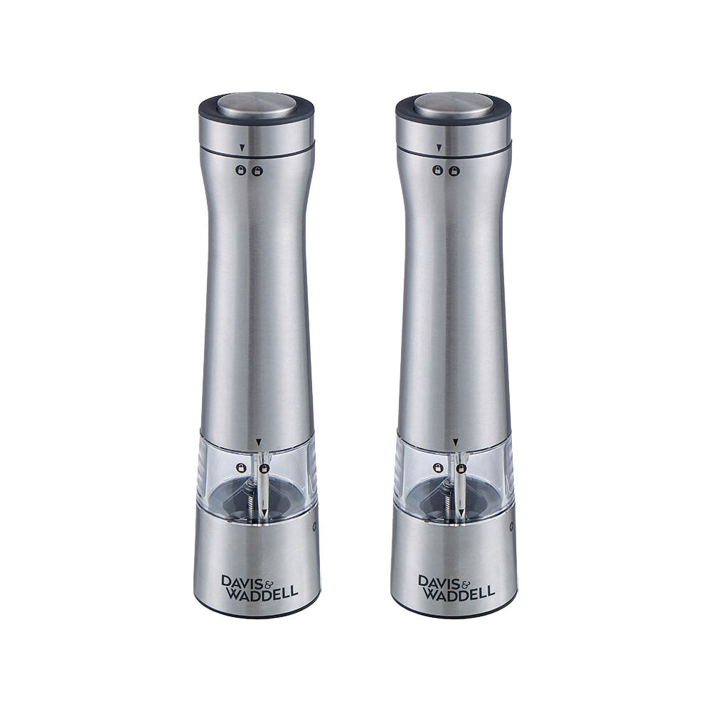 Davis & Waddell Essentials S/Steel Electronic Salt & Pepper Mill/Grinder (2 Pack)