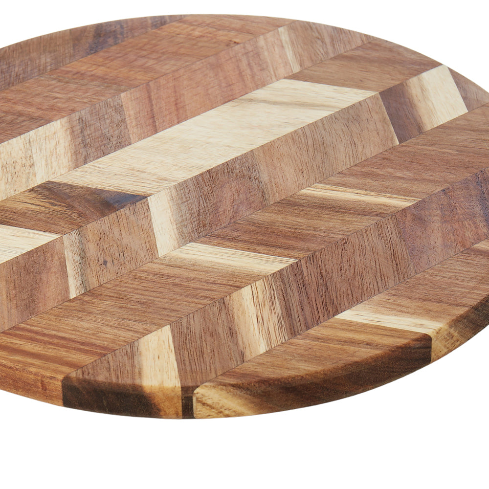 Davis & Waddell Herringbone Acacia Cutting/Chopping Board Round 33x40cm Natural — image 3