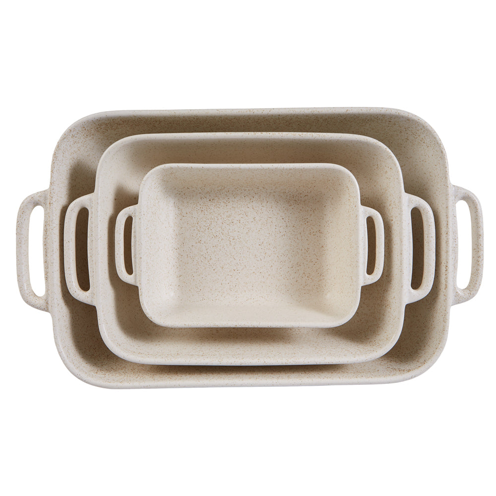 Davis & Waddell Darley Stoneware Bakeware Set Cream Speckle Rectangle Cream (3 Pieces) — image 5
