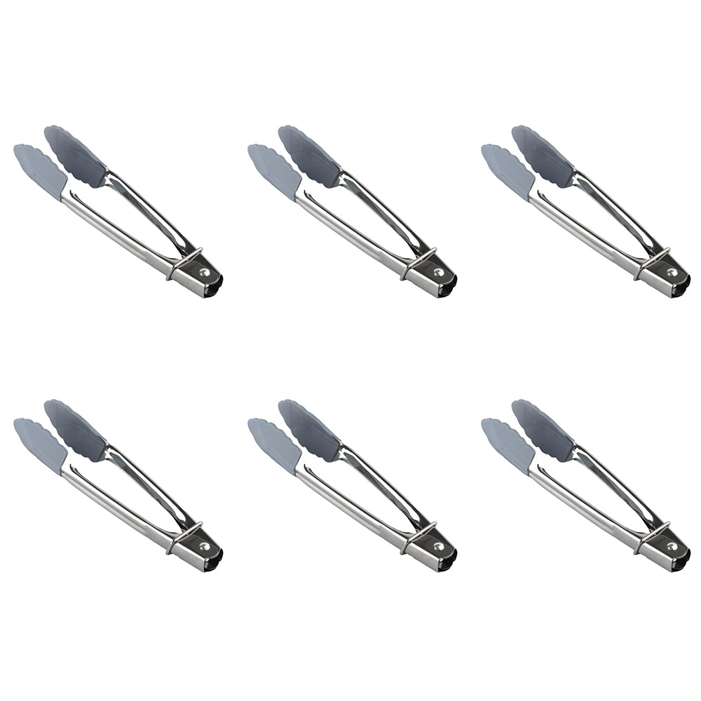 Davis & Waddell Mini Silicone Tongs BBQ/Kitchen Cooking Utensil 18cm Assorted (6 Pack)