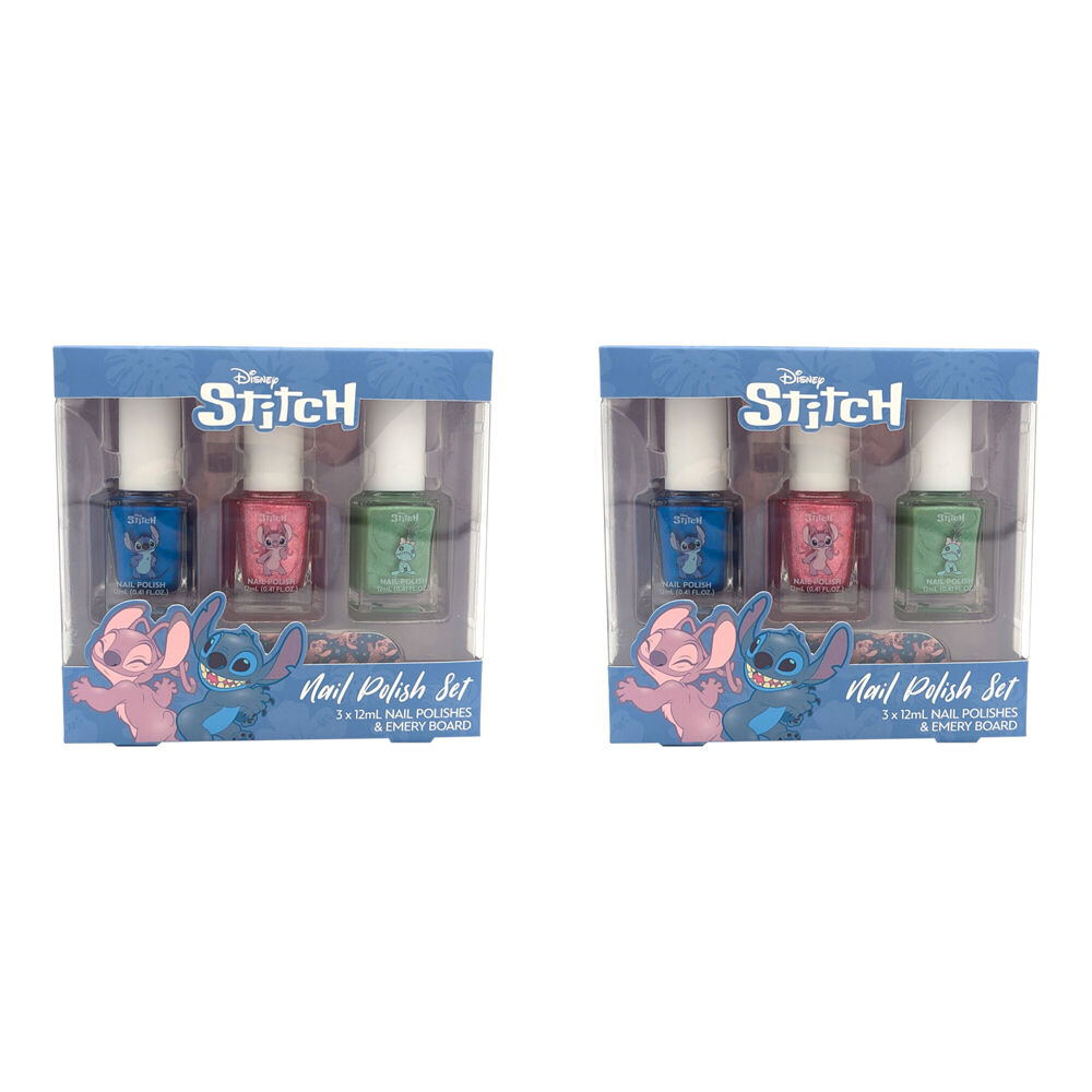 Disney Stitch Nail Polish Kids Pamper Accessory Gift Box Set w/ Nail File (6 Pieces)