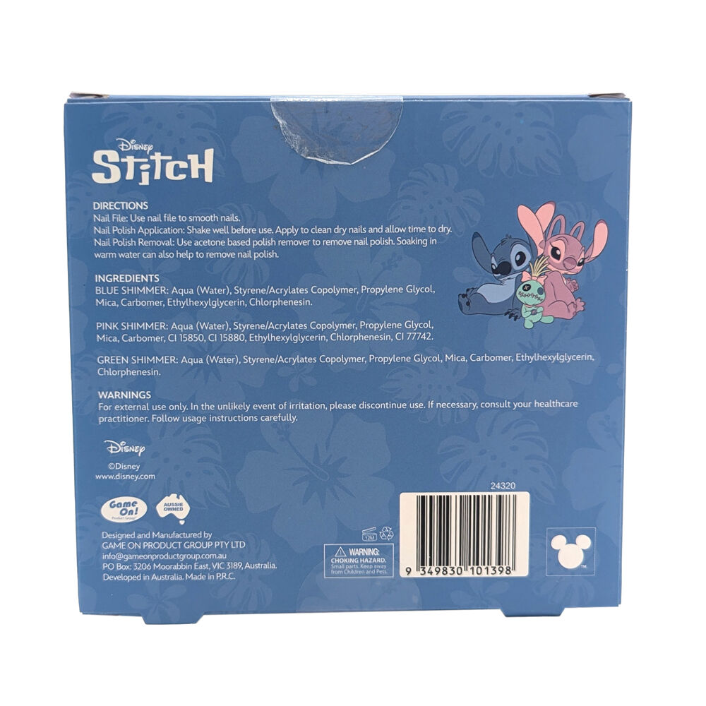 Disney Stitch Nail Polish Kids Pamper Accessory Gift Box Set w/ Nail File (6 Pieces) — image 3