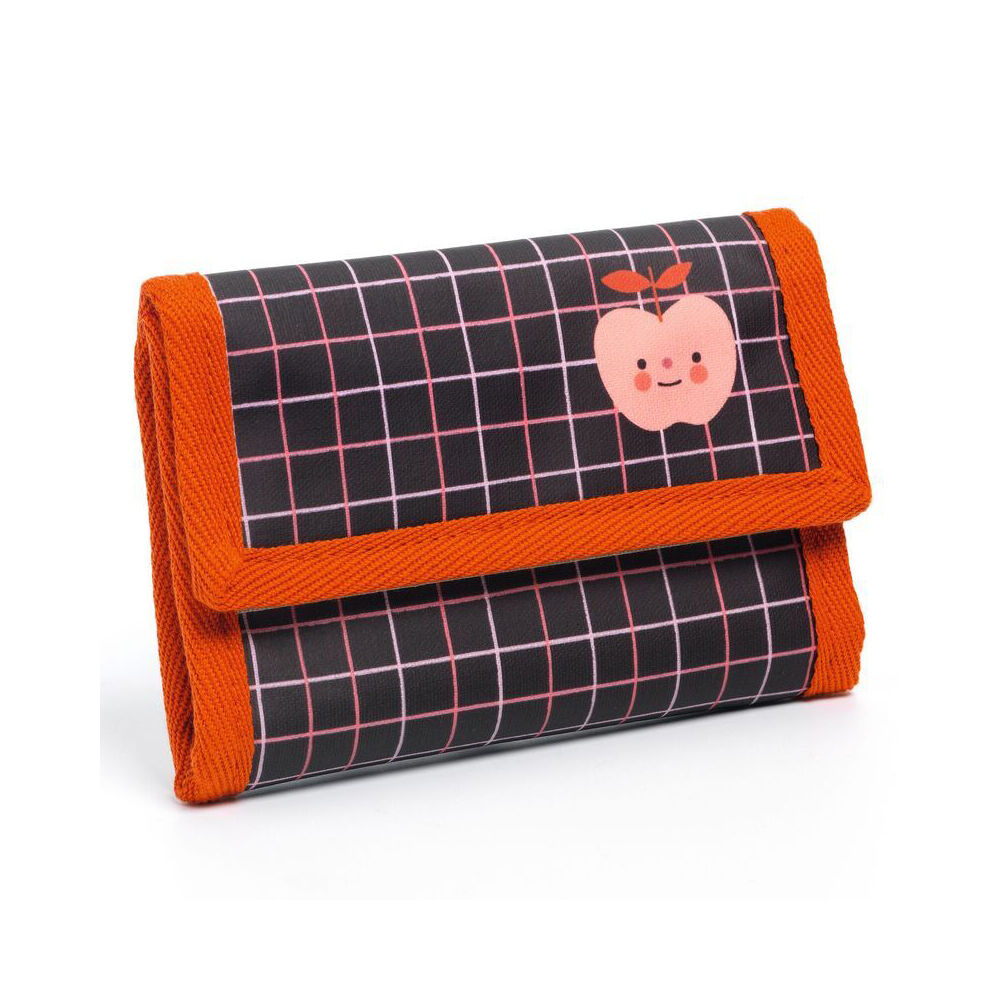 Djeco 14x10cm Apple Wallet Coated Canvas Kids Money Holder 3y+ Black/Red