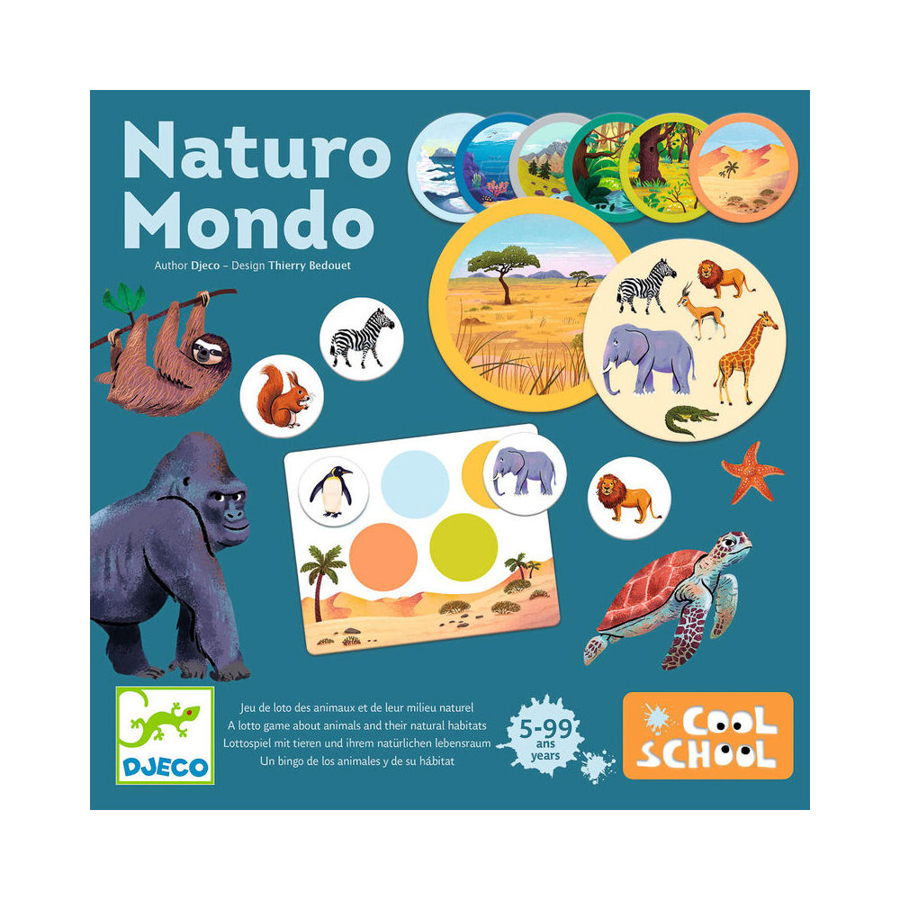 Djeco Naturo Mondo-Animals & Habitats Game Kids/Children Educational Toy 5y+