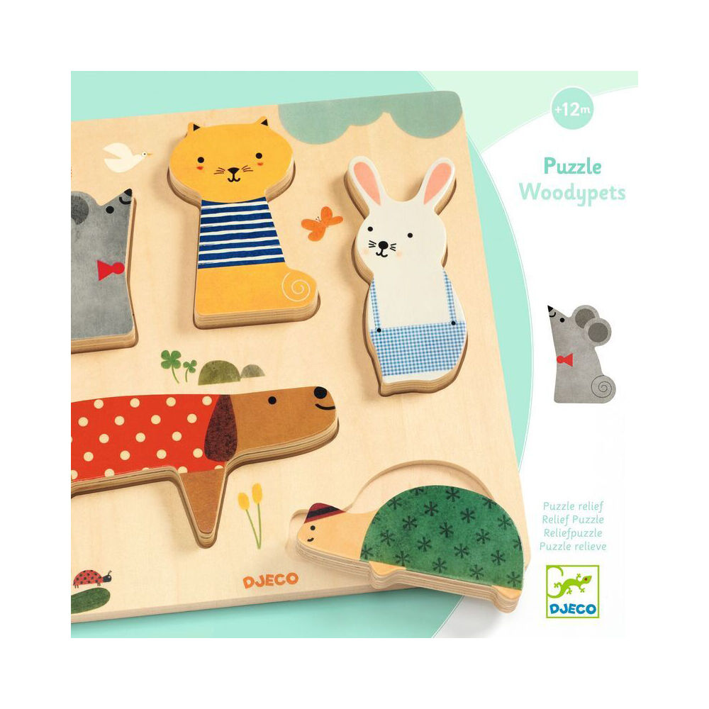 Djeco Woody Pet Animal Pet Wooden 3D Puzzle Kids/Children Play Toy 12m+ (5 Pieces) — image 2