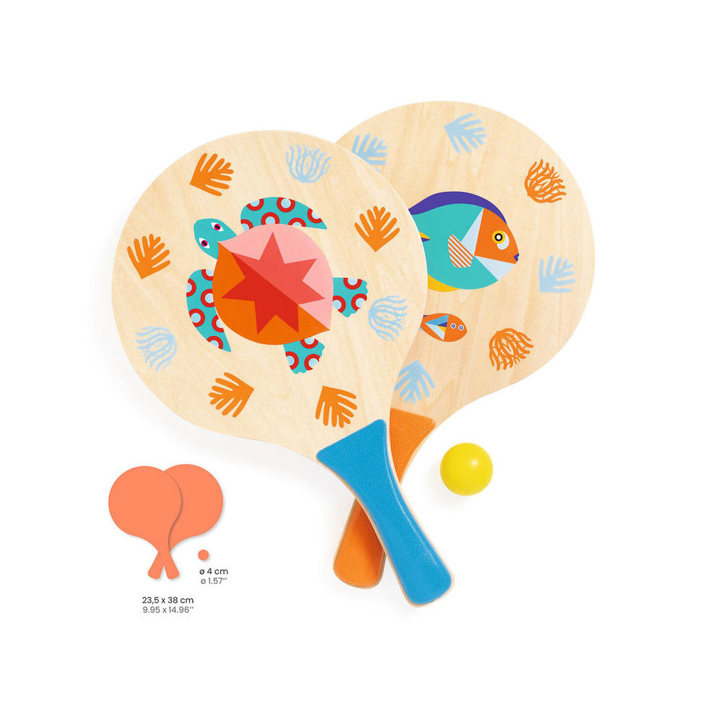 Djeco Wood Sea Beach Racket Set w/ Ball Outdoor Play Toy Kids/Children 5y+ (2 Pieces) — image 2
