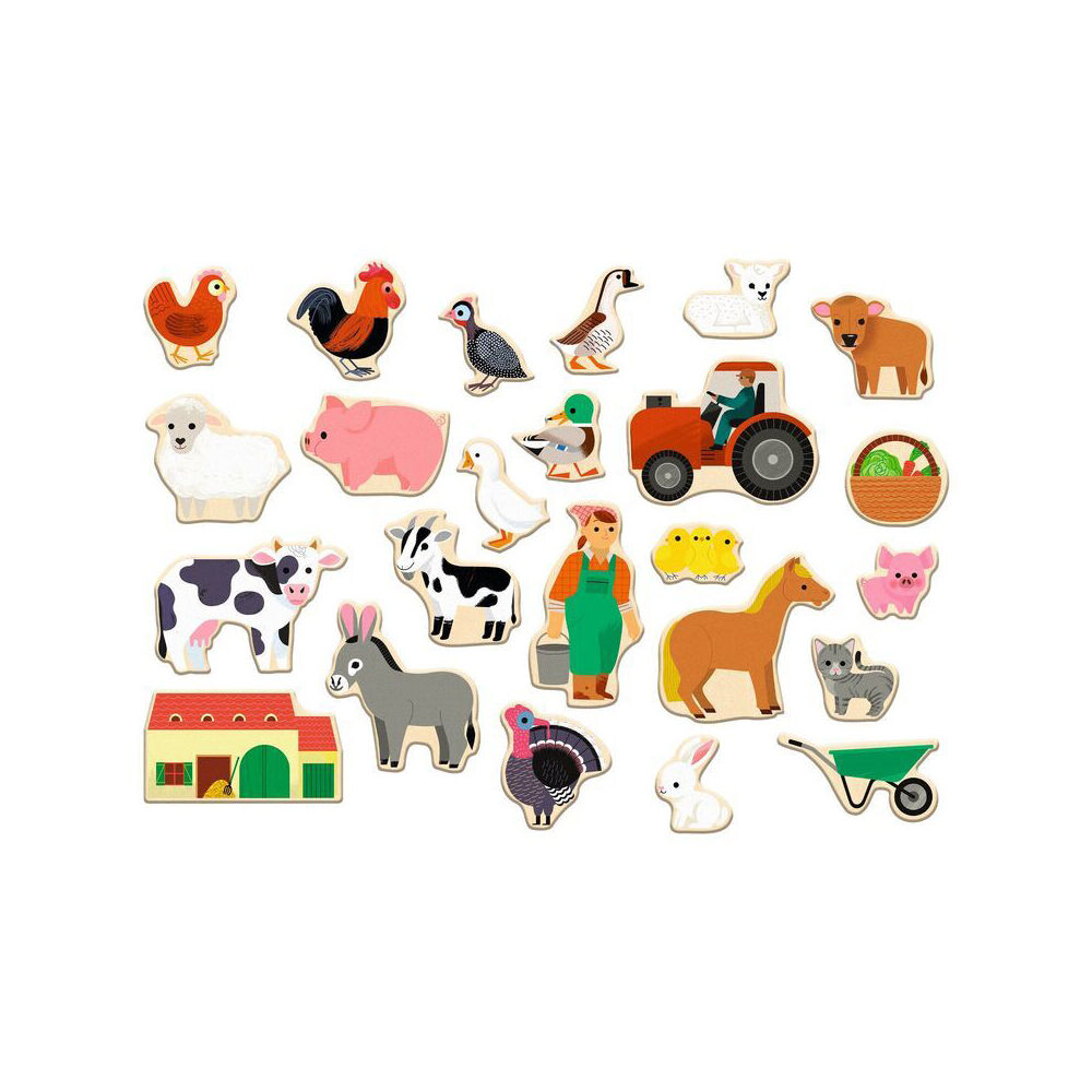 Djeco Wooden Magnetic Farmix Animal Shape Kids/Children Toy Set 2y+ (24 Pieces)