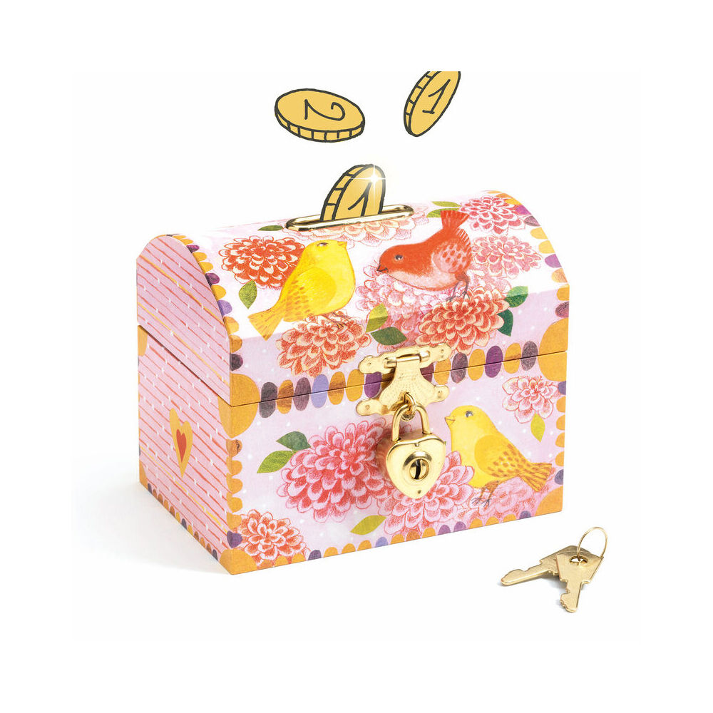 Djeco 13.6cm Birds Money Box Cash Saving Kids/Children Wooden Piggy Bank 4y+