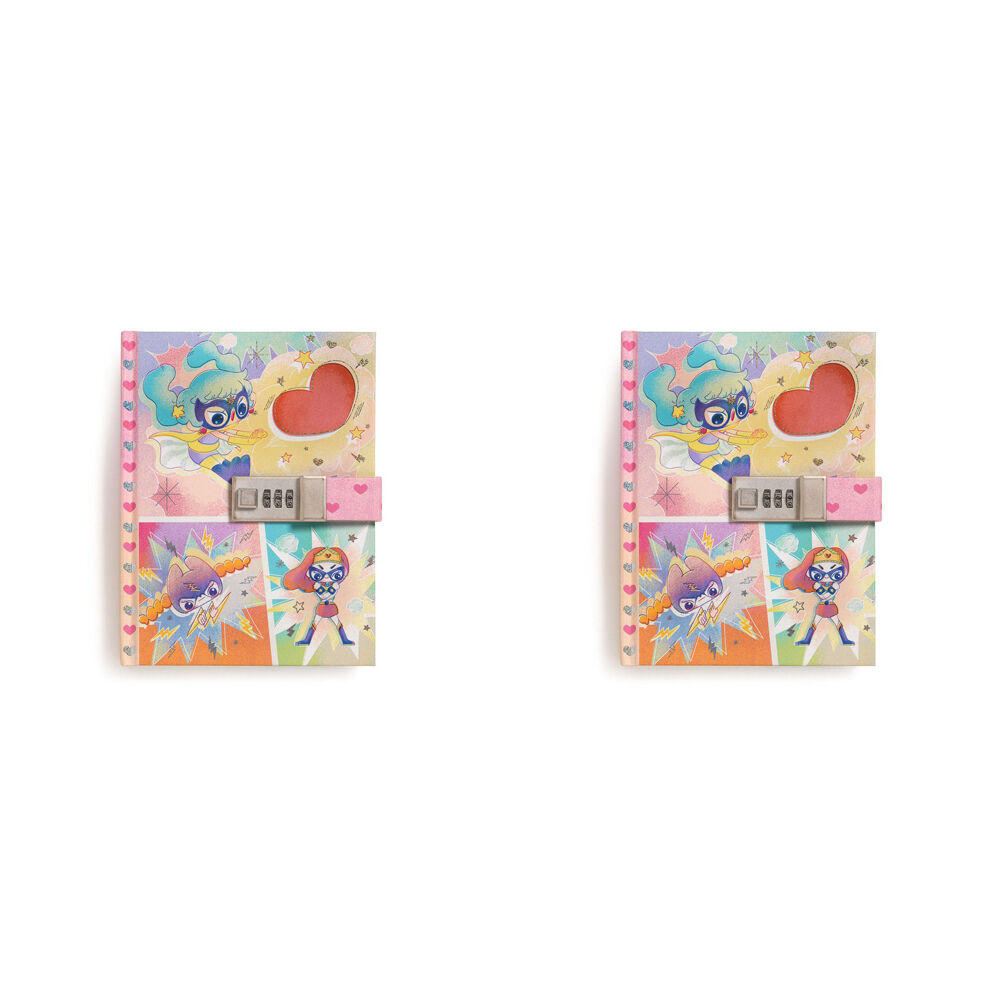 Djeco Lam Notebook/Journal w/ Combination Code Lock 15x20cm Kids/Children 8y+ (2 Pack)