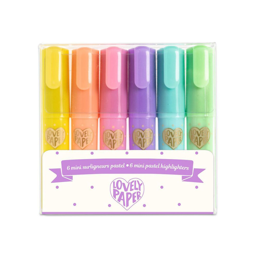 Djeco Mini Pastel Colourful Highlighters Writing Tools Kids/Children 5y+ (6 Pieces)