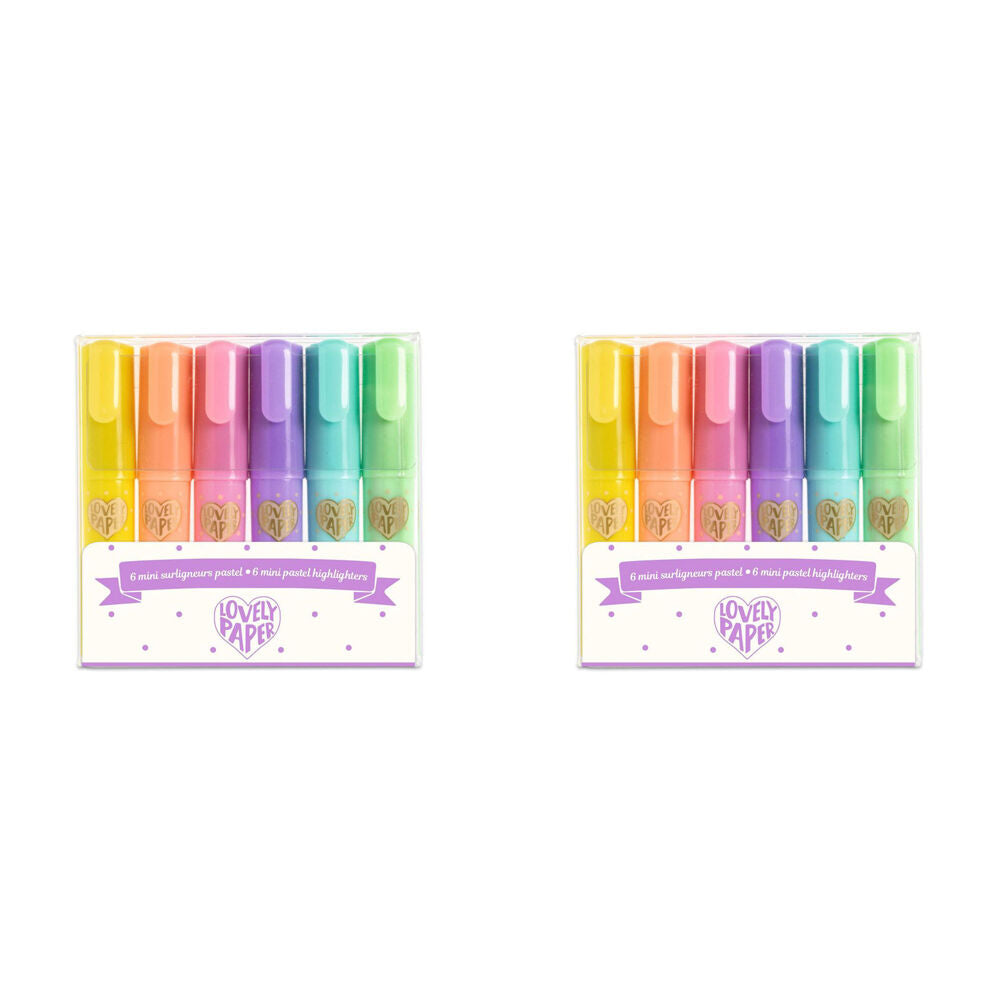 Djeco Mini Pastel Colourful Highlighters Writing Tools Kids/Children 5y+ (12 Pieces)