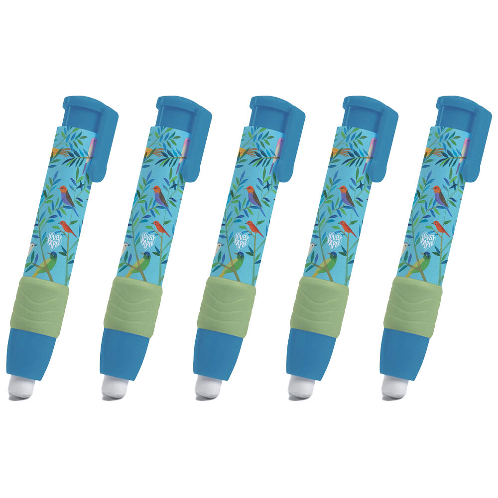 Djeco Judith Clip Eraser Stationary Set Non-Slip Assorted Kids/Children 4y+ (5 Pack)