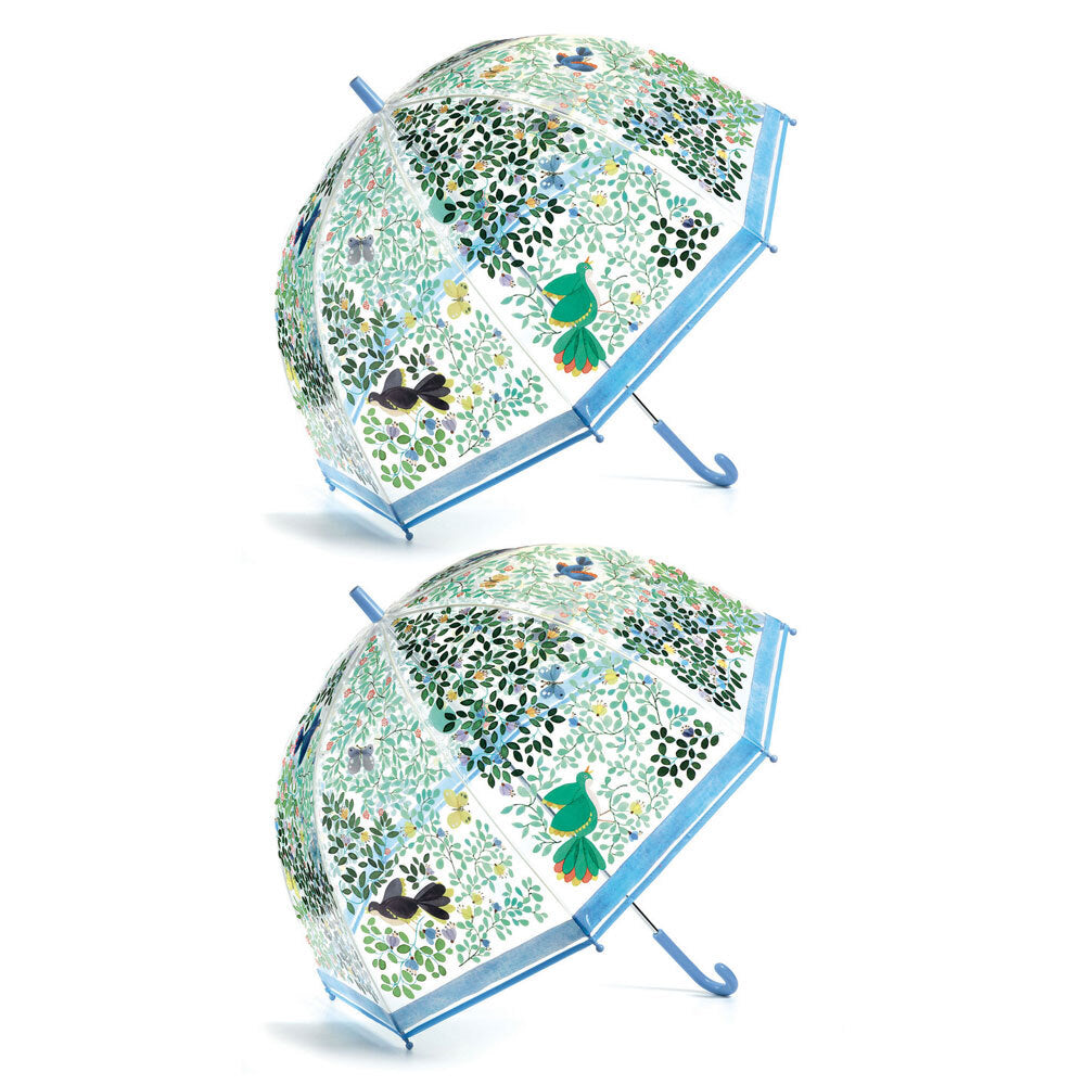 Djeco Wild Birds PVC Transparent Waterproof Adult/Children Umbrella 82cm 9+ (2 Pack)