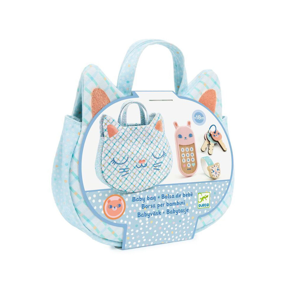 Djeco Baby Cat Handbag w/ Phone/Keys/Accessories Kids Pretend Play Toy 18m+ (7 Pieces) — image 4