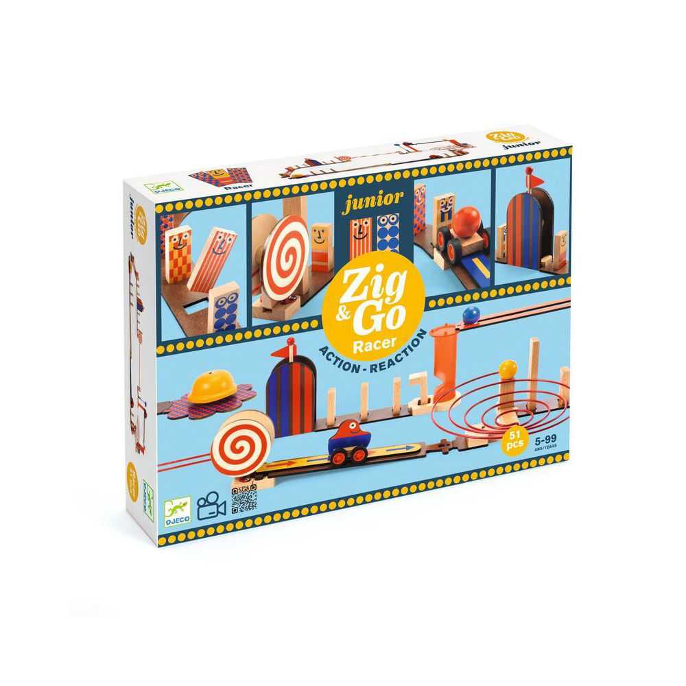 Djeco Zig & Go Wooden Junior Racer Kids/Children 33x30cm Play Toy Set 5y+ (51 Pieces)