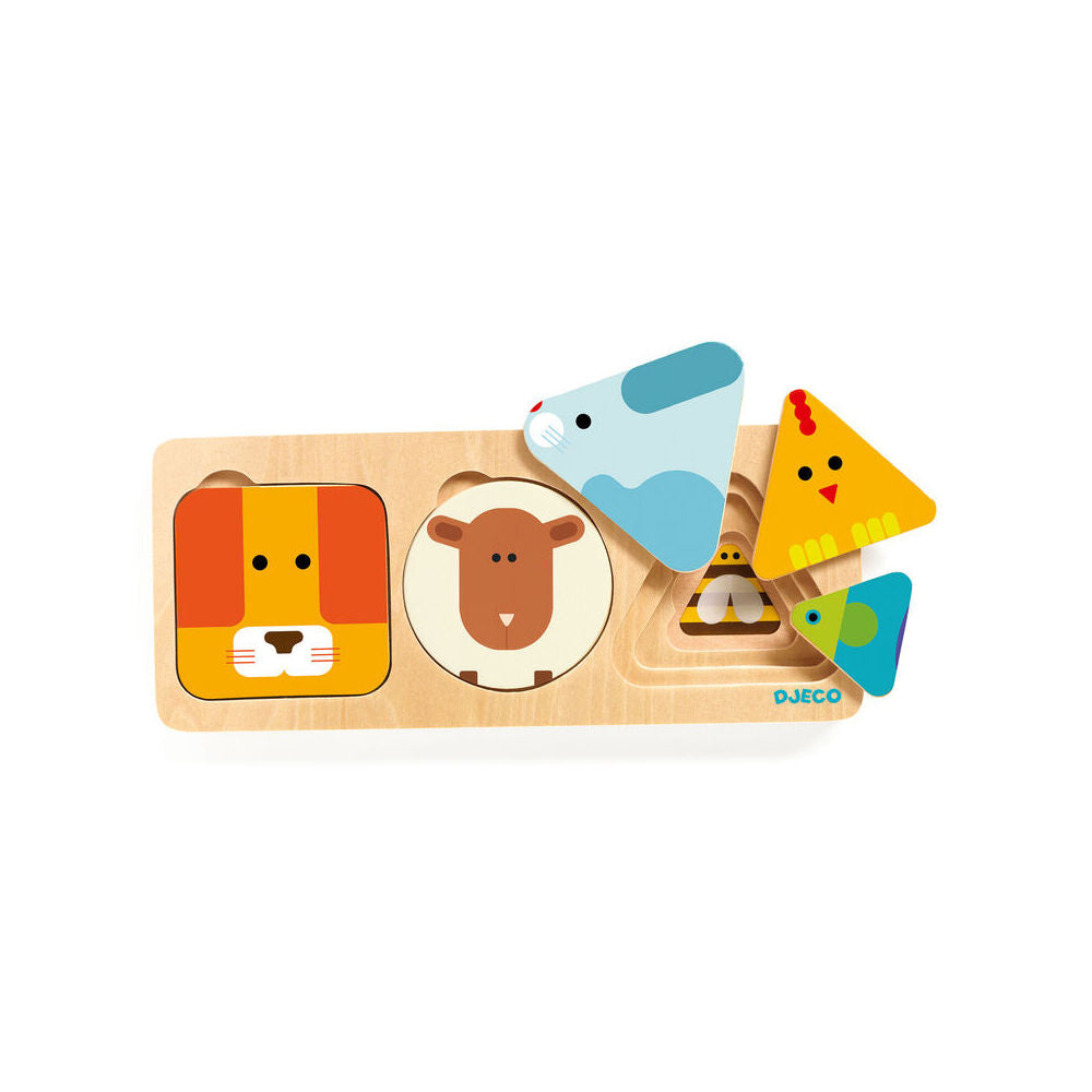Djeco AnimaBasic Wooden Puzzle Kids/Children 23cm Educational Game Toy 18m+