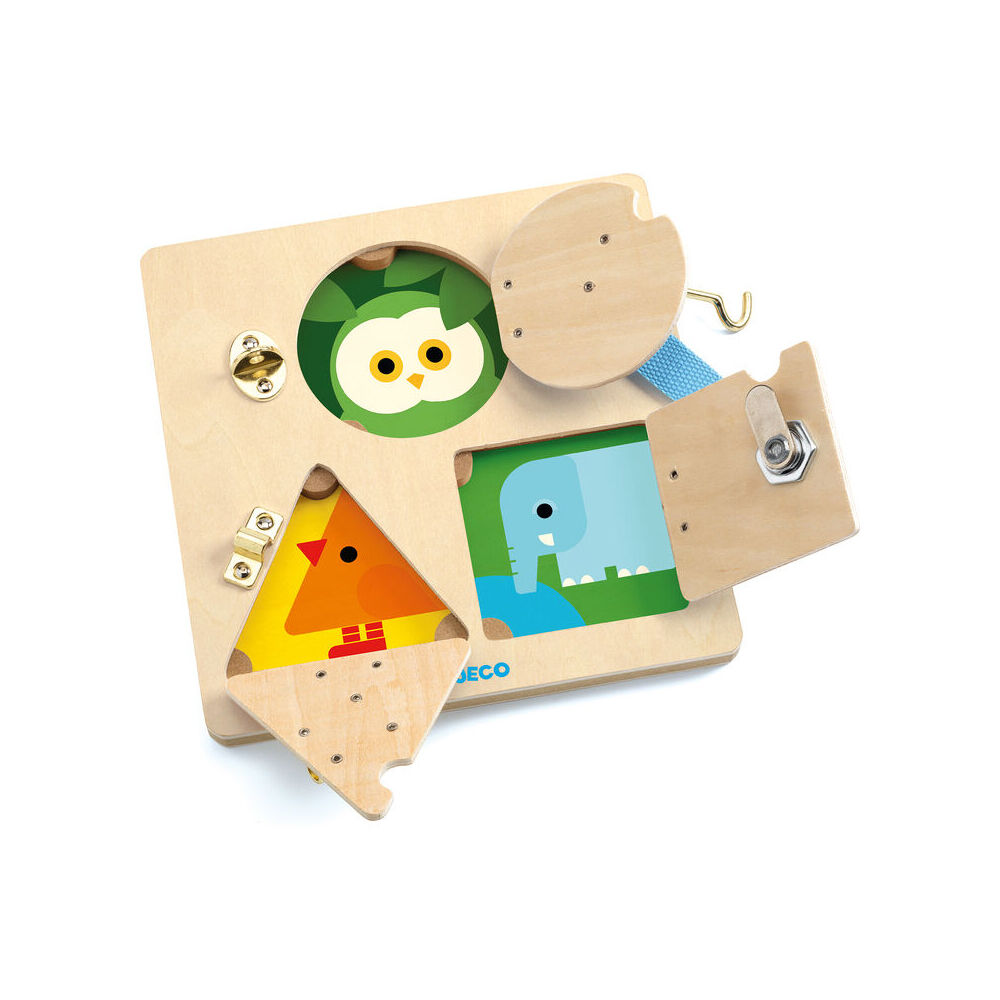 Djeco LockBasic Wooden Puzzle Game Kids 22cm Interactive Board Play Toy 3y+