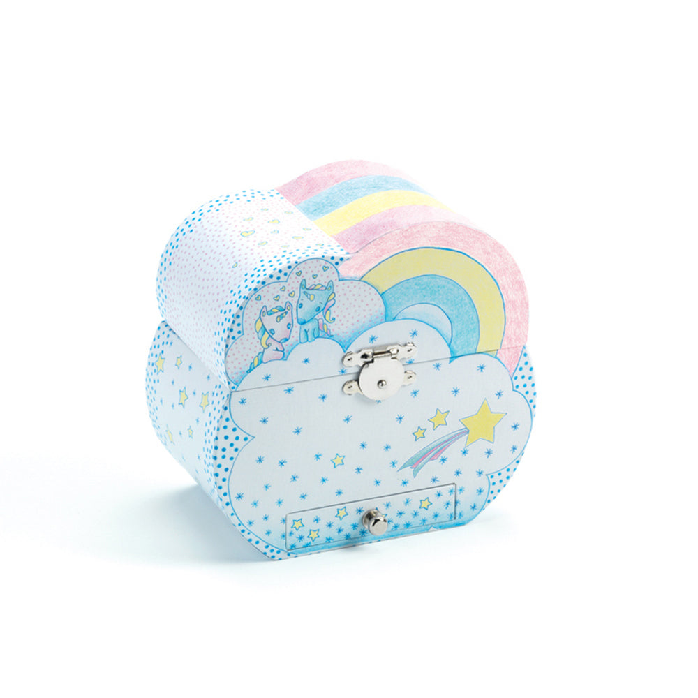 Djeco Unicorn's Dream Music Box 15x15cm Kids Musical Jewelery Storage BLU 4+
