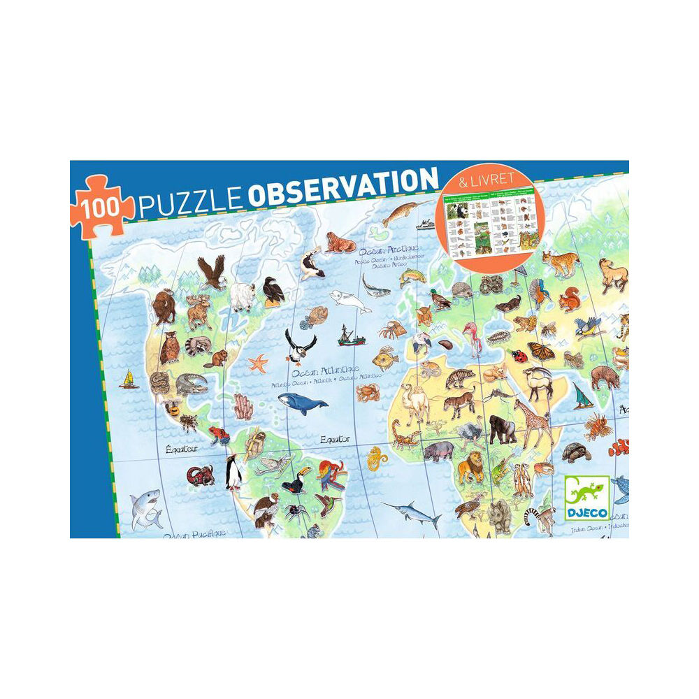 Djeco World Animals Observation Puzzle & Booklet Kids Game 34x23cm 5y+ (100 Pieces) — image 2