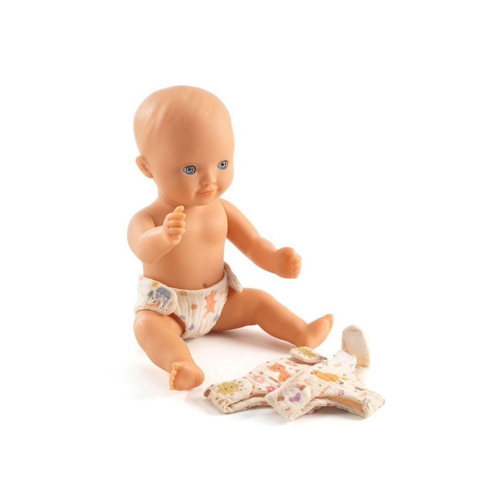 Djeco 3pc Djeco Cotton Nappies Diaper For Dolls Kids Children Pretend Play 2y+ (2 Pack) — image 2