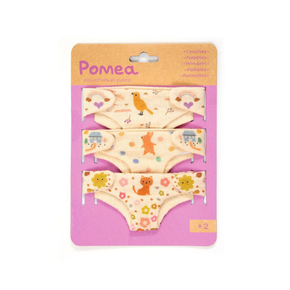 Djeco 3pc Djeco Cotton Nappies Diaper For Dolls Kids Children Pretend Play 2y+ (2 Pack) — image 5