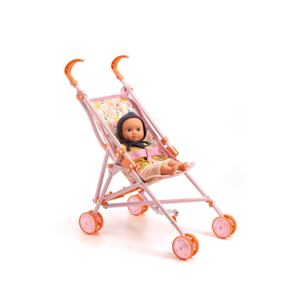 Djeco 54cm Pomea Flower Doll Umbrella Stroller Kids Play Accessory 2y+ Pink — image 2