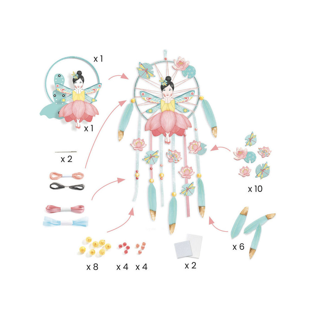 Djeco Do It Yourself Lotus Fairy Dreamcatcher Kids DIY Creative Kit 7y+