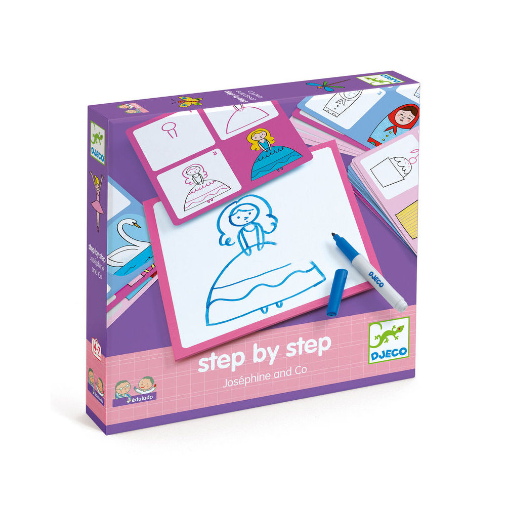 Djeco Step by Step Josephine Learn to Draw Basic Fun Play w/ White Board 4y+