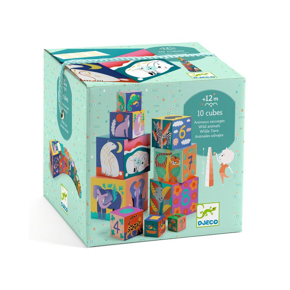 Djeco Wild Animal Blocks Kids/Children Interactive Stacking Toy Set 12m+