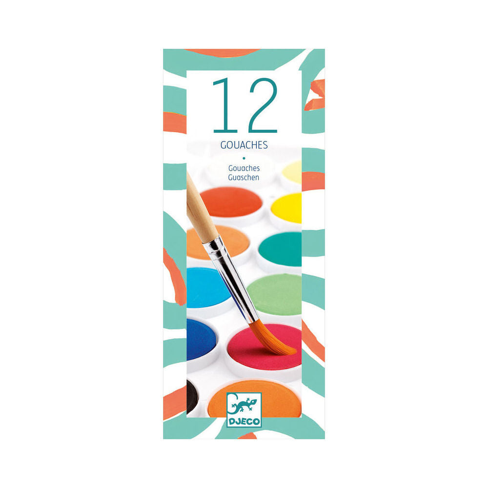 Djeco 12 Water Colour Palette Classic Kids Art/Craft Paint Set w/ Brush 6y+ (2 Pack) — image 2