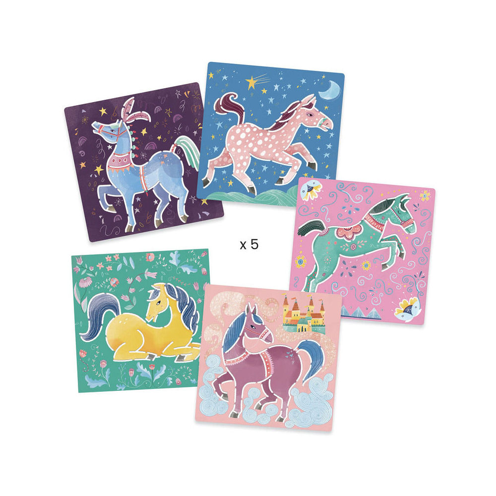 Djeco Plastic Horse Art/Craft 20x20cm Drawing Stencils Kids/Children 4y+ (5 Pieces) — image 2
