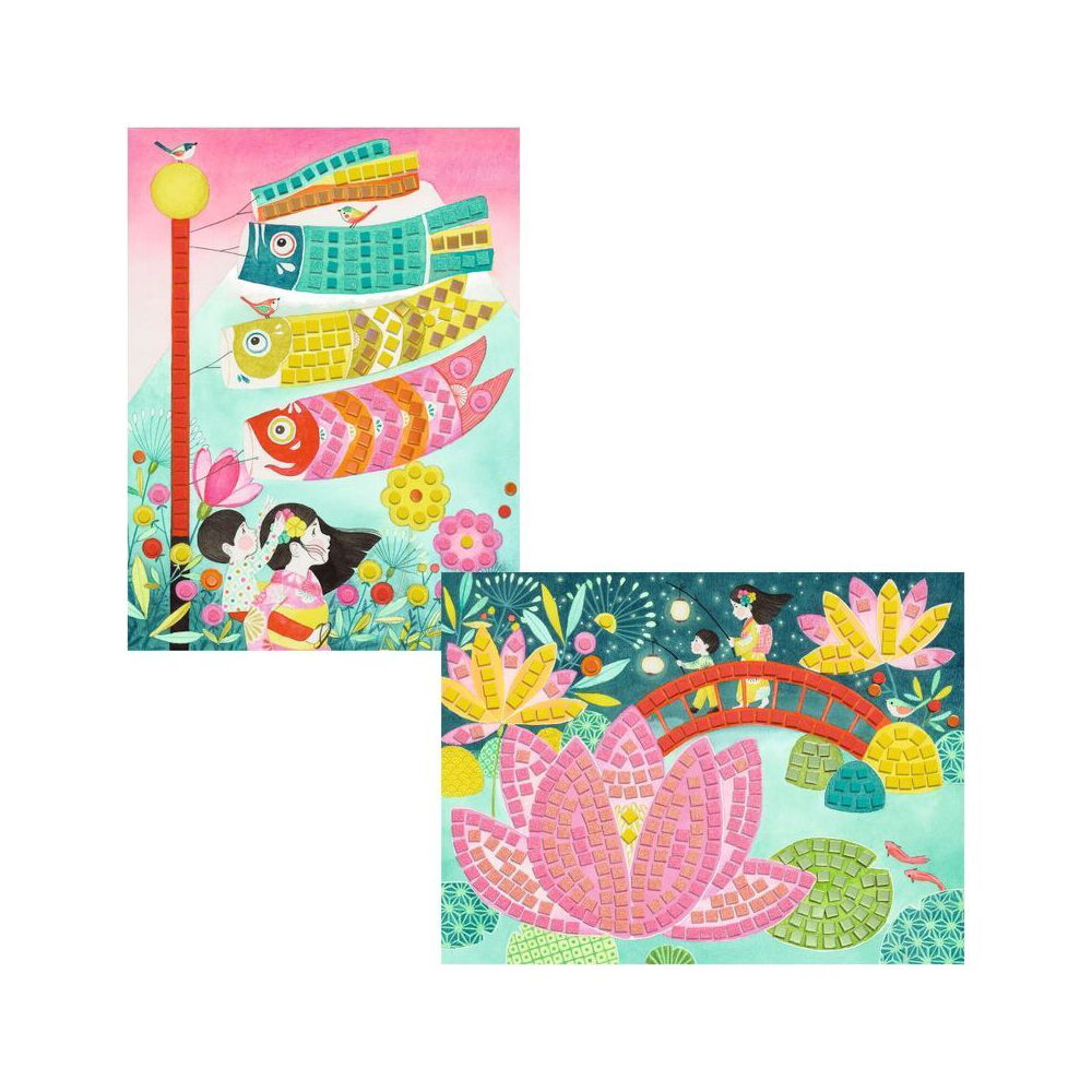 Djeco 5y+/28x21cm Kyto Japan Adhesive Foam Mosaics Kids Activity Craft Kit — image 2